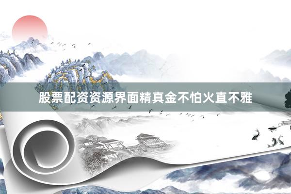 股票配资资源界面精真金不怕火直不雅