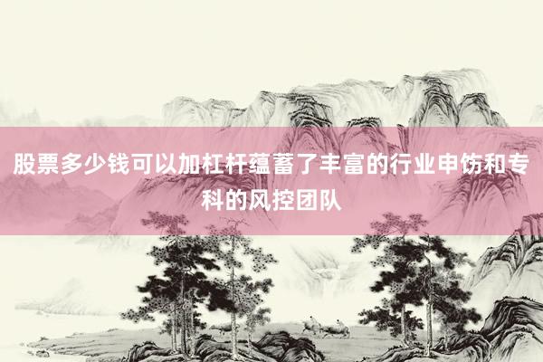 股票多少钱可以加杠杆蕴蓄了丰富的行业申饬和专科的风控团队
