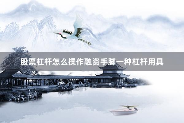 股票杠杆怎么操作融资手脚一种杠杆用具