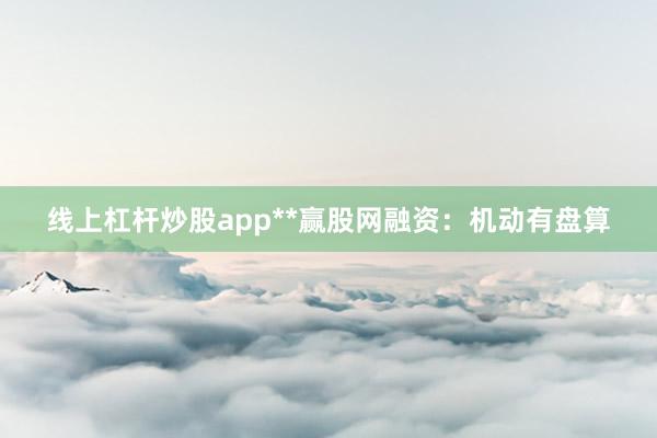 线上杠杆炒股app**赢股网融资:机动有盘算