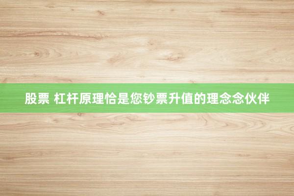 股票 杠杆原理恰是您钞票升值的理念念伙伴