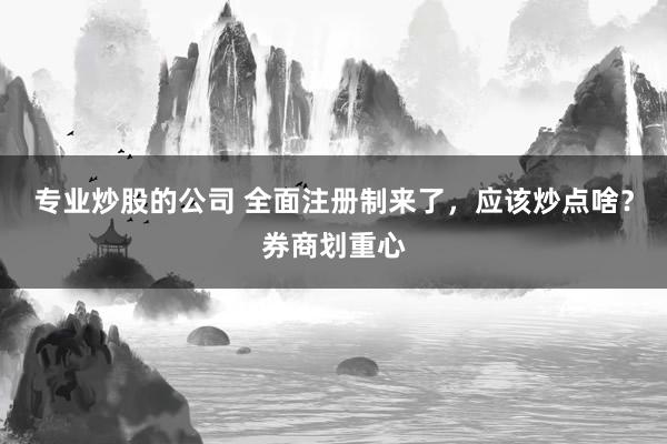 专业炒股的公司 全面注册制来了，应该炒点啥？券商划重心