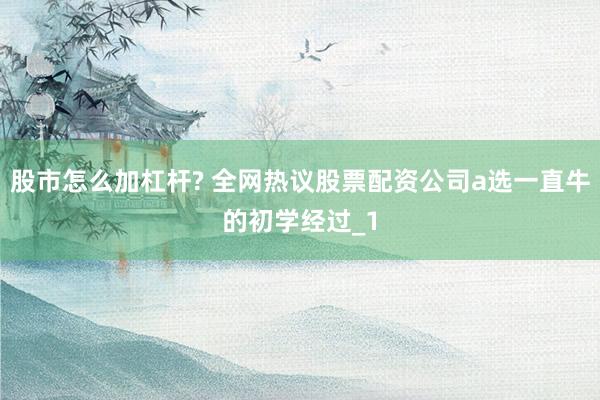 股市怎么加杠杆? 全网热议股票配资公司a选一直牛的初学经过_1
