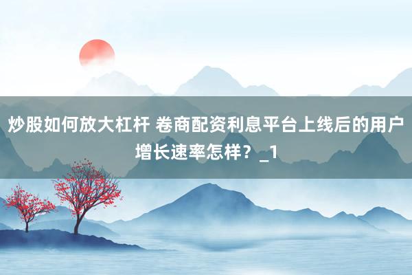 炒股如何放大杠杆 卷商配资利息平台上线后的用户增长速率怎样？_1
